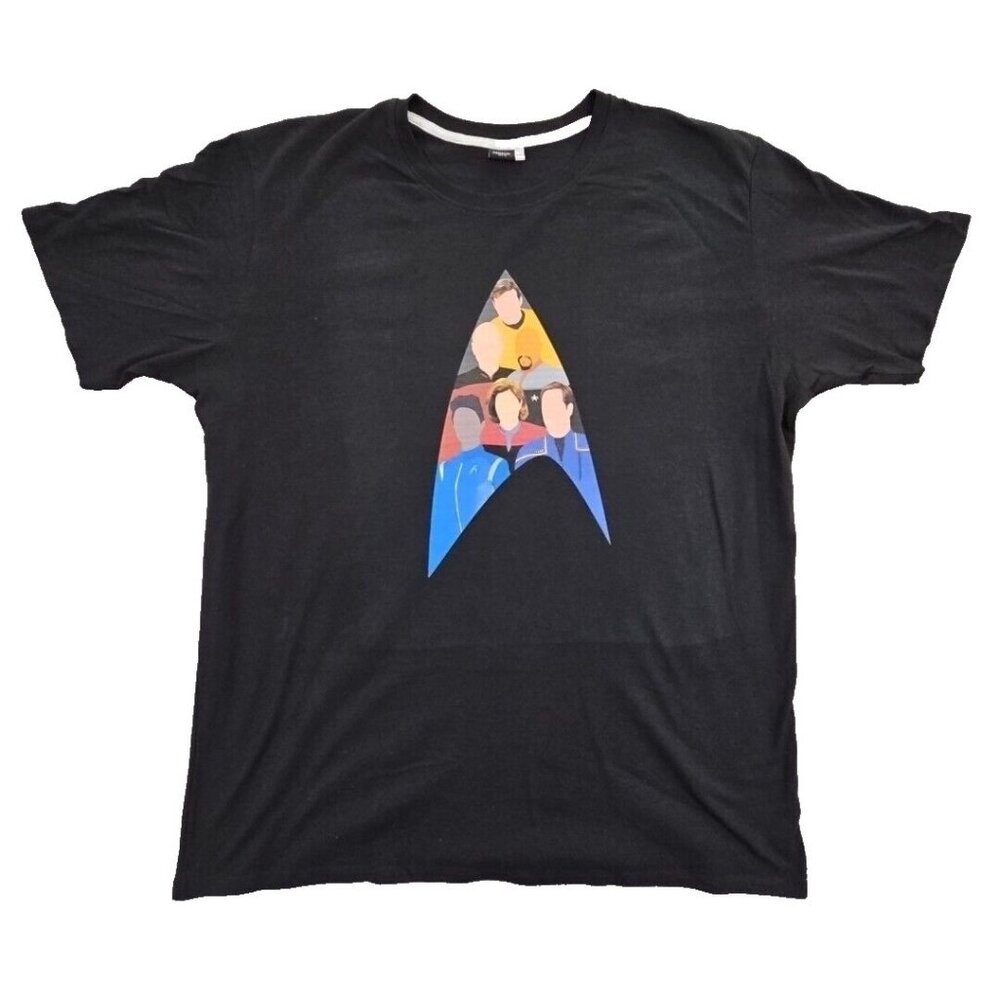 Star Trek Captains T-Shirt Men's‎ XXL Black 48" Chest TOS DS9 VOY ENT TNG DISCO
